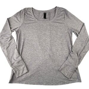 Yogalicious Womens Top Criss Cross Open Back Size Large‎ Purple Thumbholes